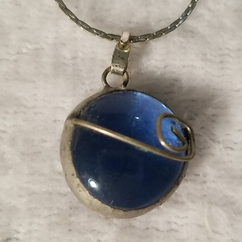 Silver and blue necklace